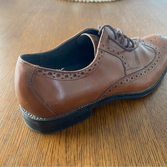 Stacy Adams Garrison Wing-Tip Oxfords Cognac Brown Tan - Picture 13 of 15